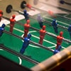 Close up of a foosball table