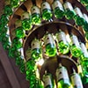 Jameson Whiskey bottles hung up in a chandelier