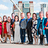 People wearing Royal Family masks on Newcastle's Quayside