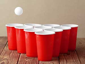 Image of beer pong in red solo cups