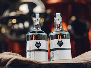 A close up of bottles of alcohol