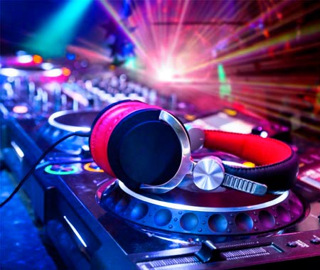 A pair of headphones on a DJ set