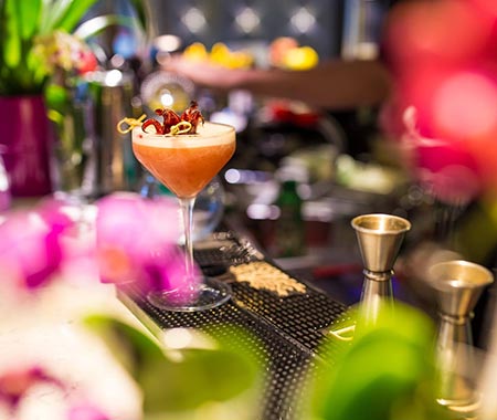 A glamorous looking cocktail on the bar