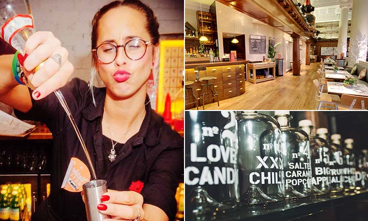 Three tiled images of Revolution - including one of a bartender making a cocktail, bottles of their handcrafted vodka flavours and Revolution interior