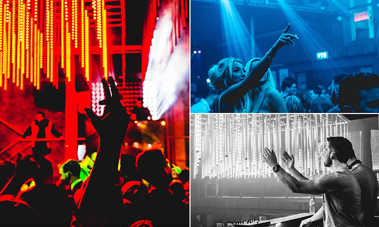 Three tiled images of people partying in nightclubs in Liverpool