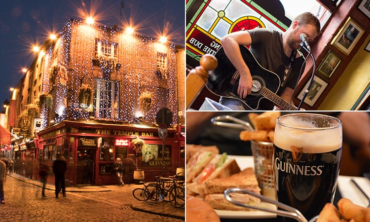 Five tiled images of different bars in Dublin, including The Hideout, Dicey's and Krystle