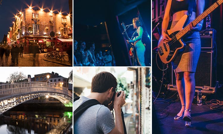 Five tiled images of different bars in Dublin including Whelan's where live music is played