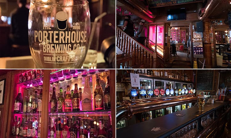 Four tiled images of the interiors of Porterhouse and a glass with Porterhouse written on