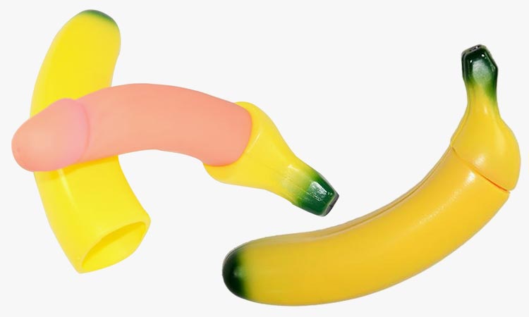 A penis water gun hat is disguised as a banana