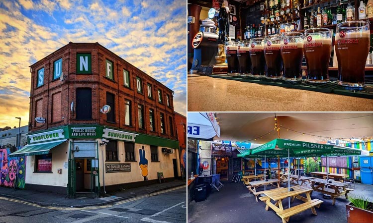 The interior of Bier Keller, Newcastle, with wooden benches and seats