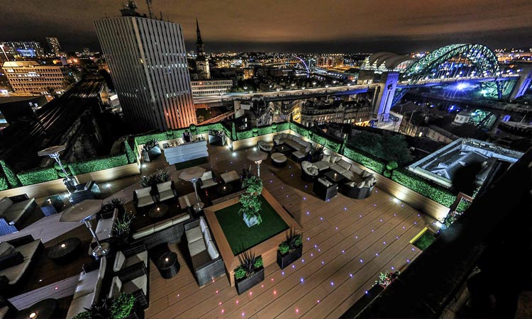 The rooftop bar at Sky Lounge, Newcastle
