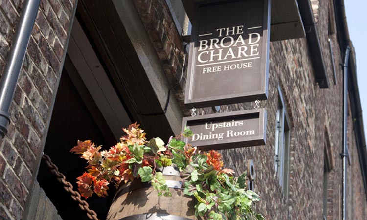 The exterior sign of The Broad Chare, Newcastle