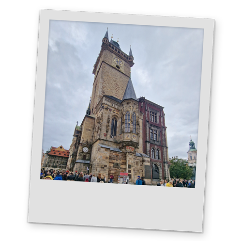 A polaroid style image of one of Prague's buildings