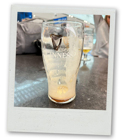 An empty glass of Guinness
