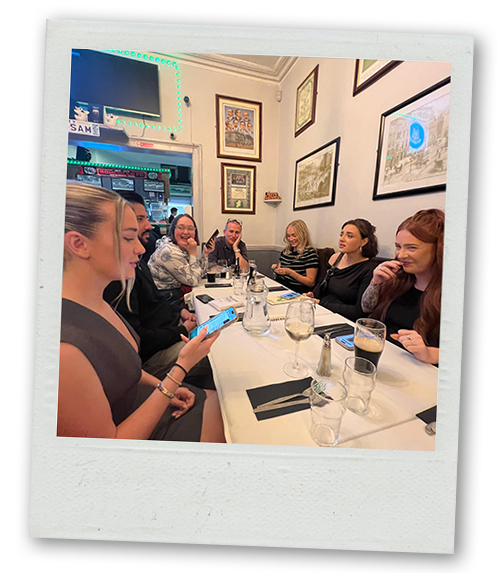 Team LNOF sat down for a meal at O'Sheas restaurant