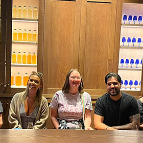  Some of team LNOF sat in a room with whisky as part of the whisky experience 