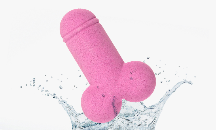 Pink Willy Bath Bomb and Splash of Water