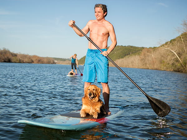 Dog paddle boarding. Dog Stag do activity #3
