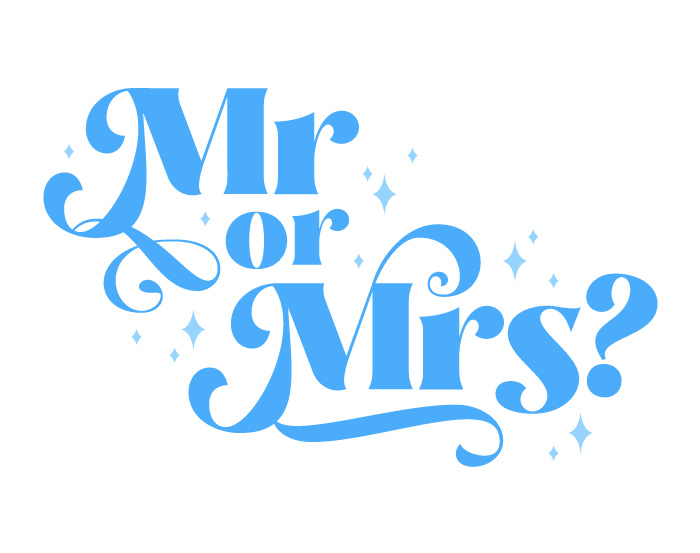 Mr or Mrs typographic illustration.