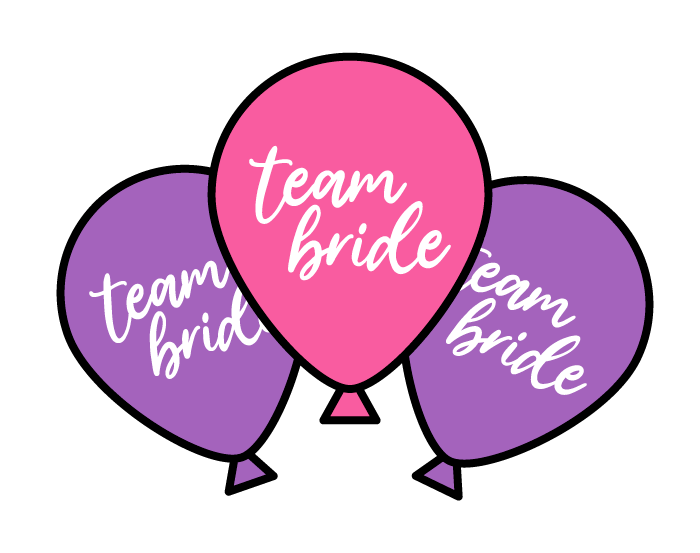 An illustration of three team bride balloons
