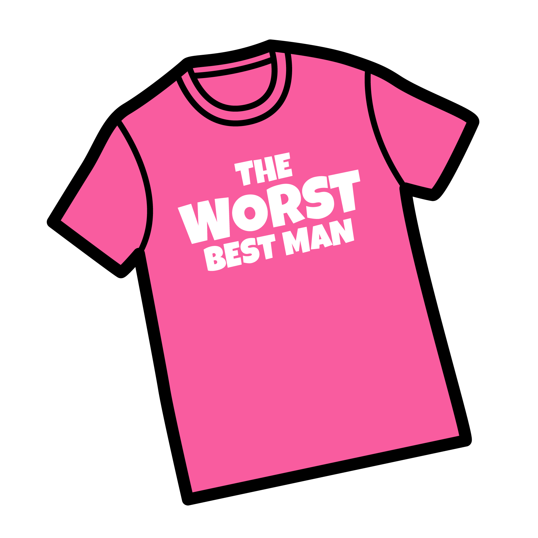 Cartoon Icon - Pink T-shirt with The Worst Man in white font