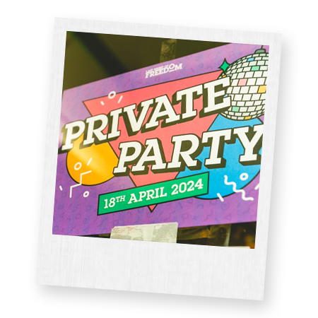 Private party sign for LNOFs 25th birthday party