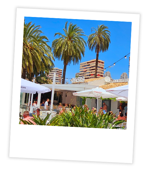 A Polaroid of a beach club