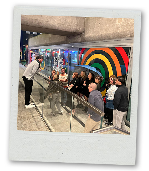 A Polaroid of LNOF staff on a bar crawl in Dublin