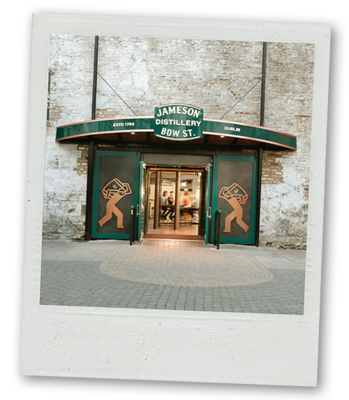 A Polaroid of the exterior of the Jameson Distillery Bow Street