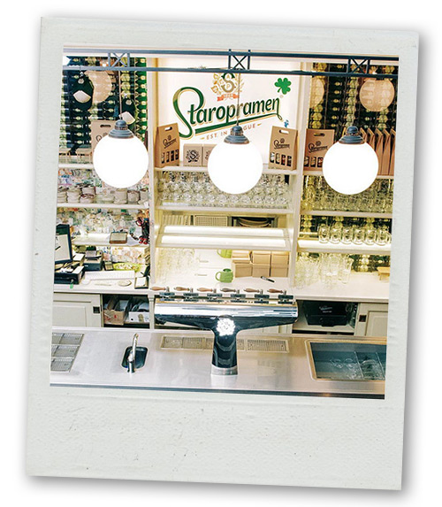 A Polaroid of a bar at the Staropramen Brewery
