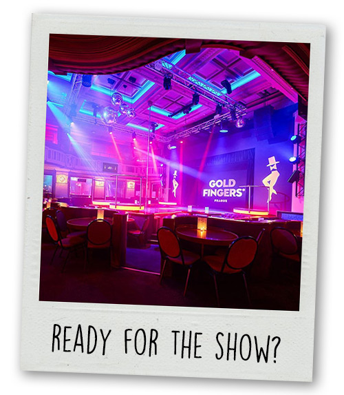 A Polaroid of Goldfingers strip club with the caption Ready for the Show