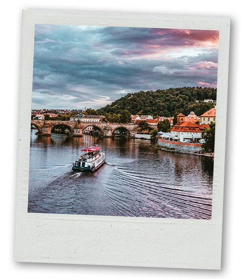 A Polaroid of river cruise in Prague