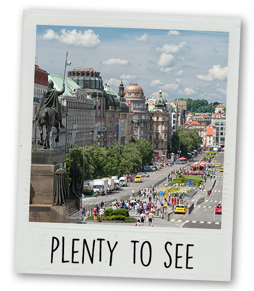 A Polaroid of Wenceslas Square with the caption Plenty To See