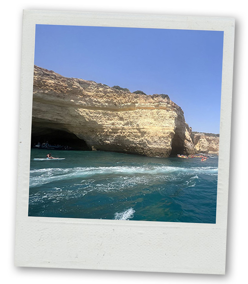A Polaroid of the Benagil caves from the outside