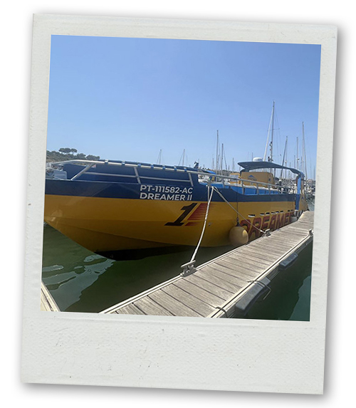 A Polaroid of a boat moored up