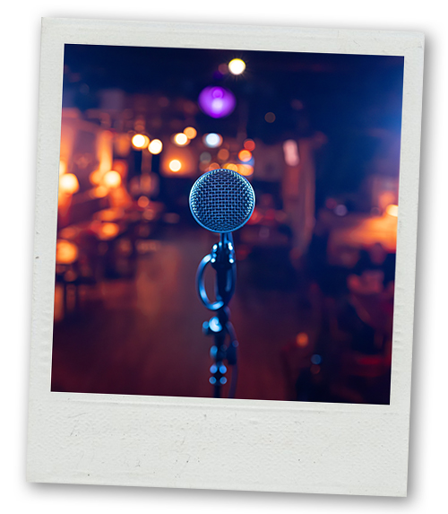 A Polaroid of a microphone