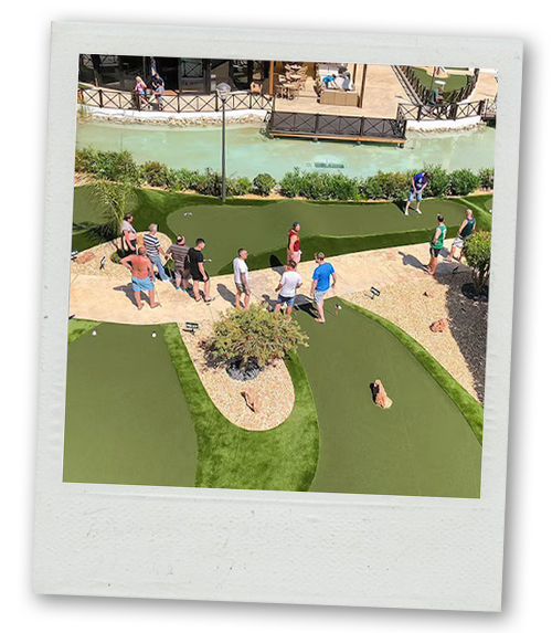 A Polaroid of a mini golf course