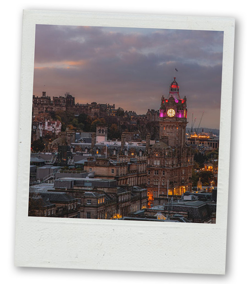 A Polaroid of the skyline of the Royal Mile