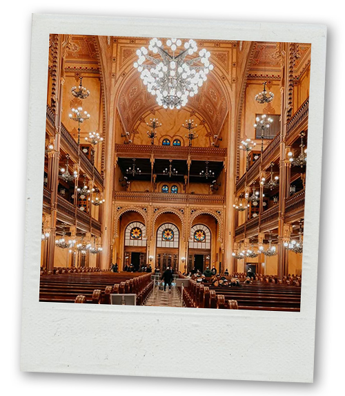A Polaroid the inside of a church in the Jewish Quarter