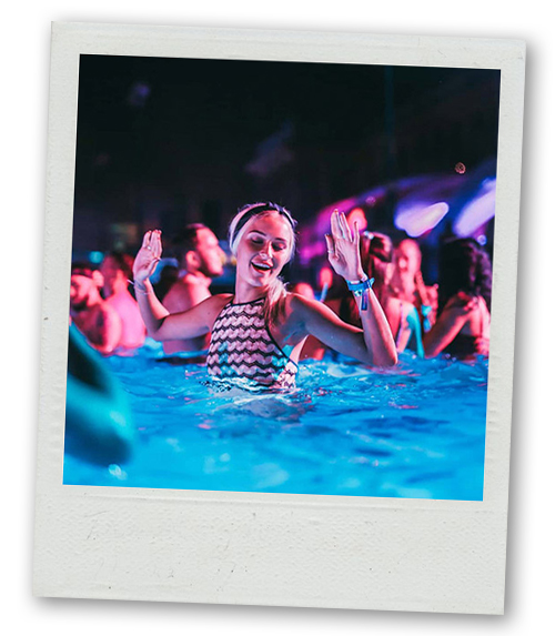A Polaroid of a woman in the thermal baths at a Sparty