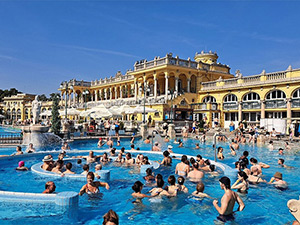 The thermal baths in Budapest in the day 