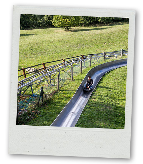 A Polaroid of a toboggan run