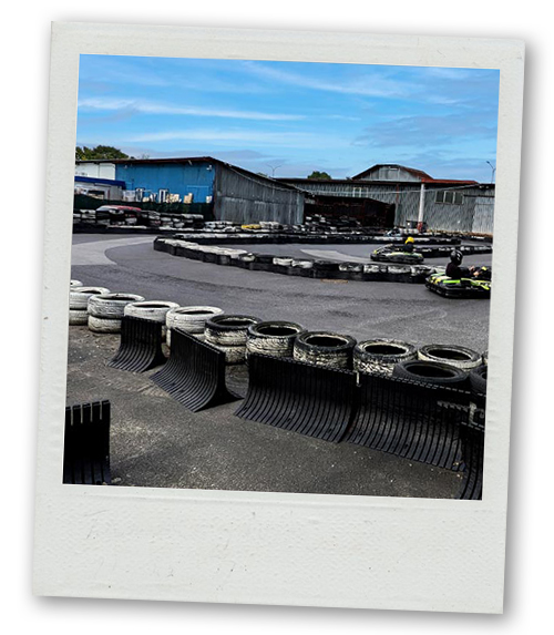 A Polaroid of a go karting track