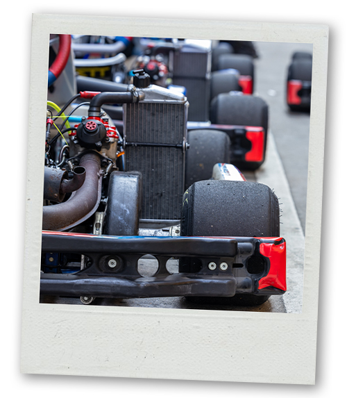 A Polaroid of several go karts lined up