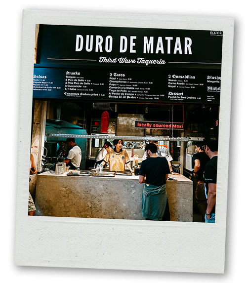 A Polaroid of a street food stall