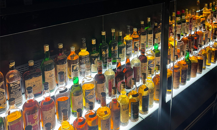 A large selection of whisky