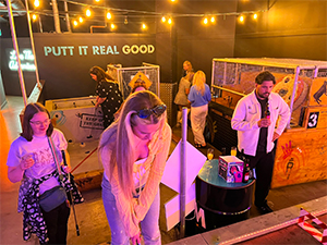 Team LNOF playing a game of crazier golf at Boom Battle Bar in Edinburgh 