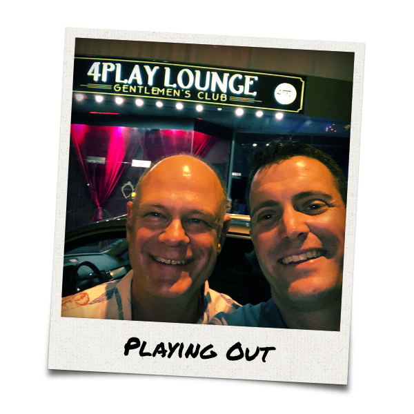 Two men outside the 4Play Lounge
