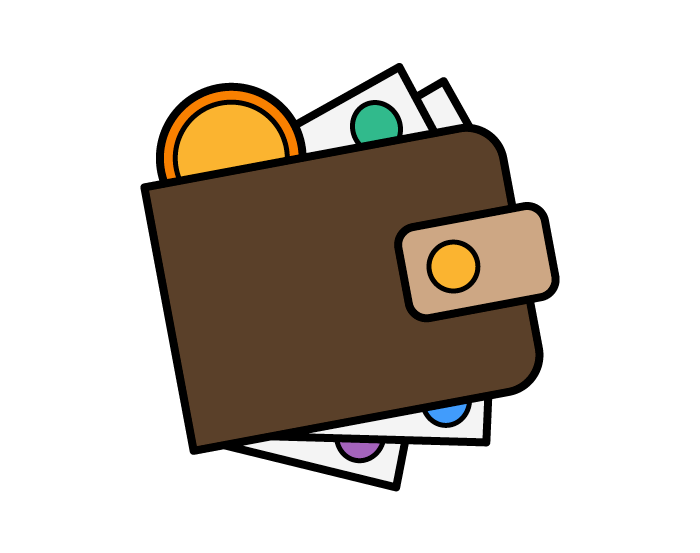 An illustration of a wallet with money in it