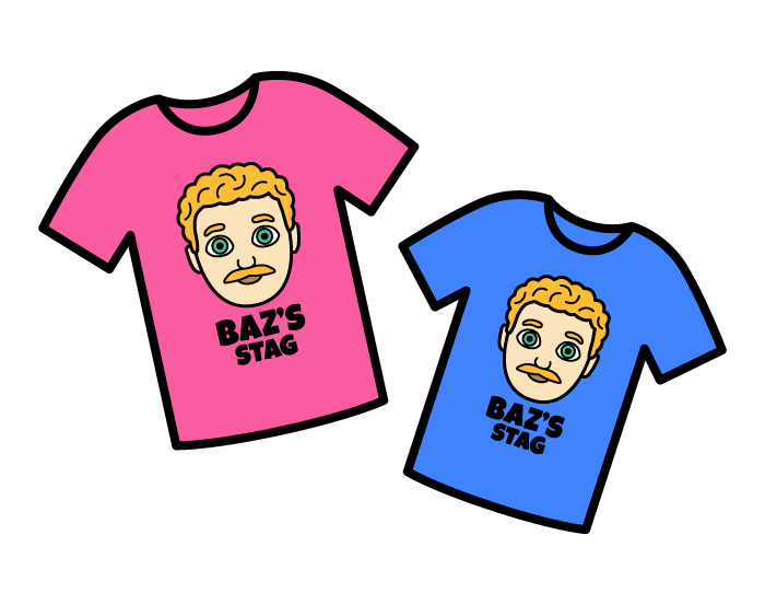 An illustration of some personalised stag do T-shirts